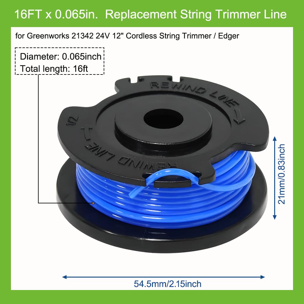 Trimmer Spools for Greenworks 21332 & Craftsman C3 74381, 6-Pack