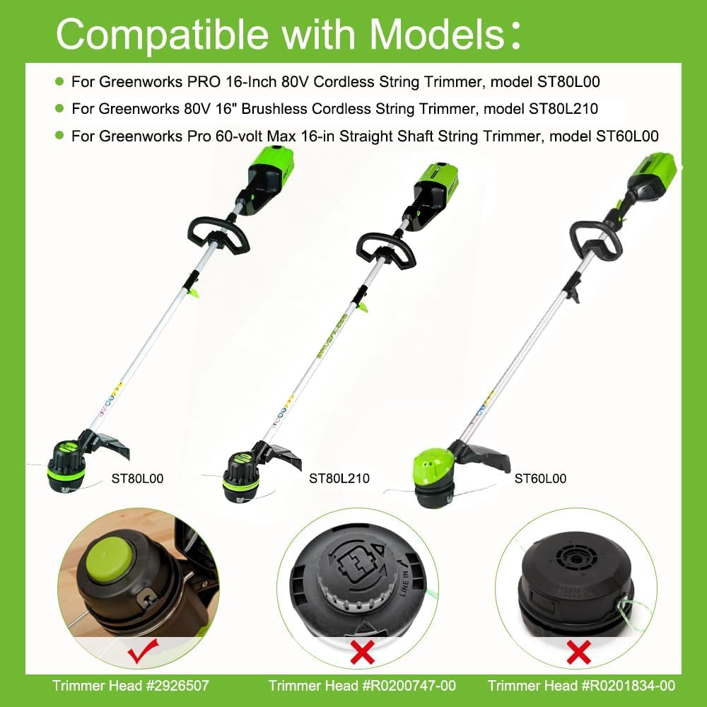 SB00L00 .080" Spool for Greenworks 80V ST80L00 ST80L210, 6-Pack