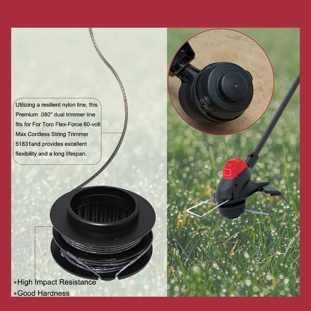 88616 Spooled Line .080" x 30ft for Toro 60V 51831 51881 Trimmer