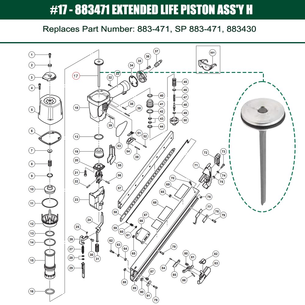 883-471 Piston Driver Assembly for Metabo HPT NR65AK2 Strip Nailer