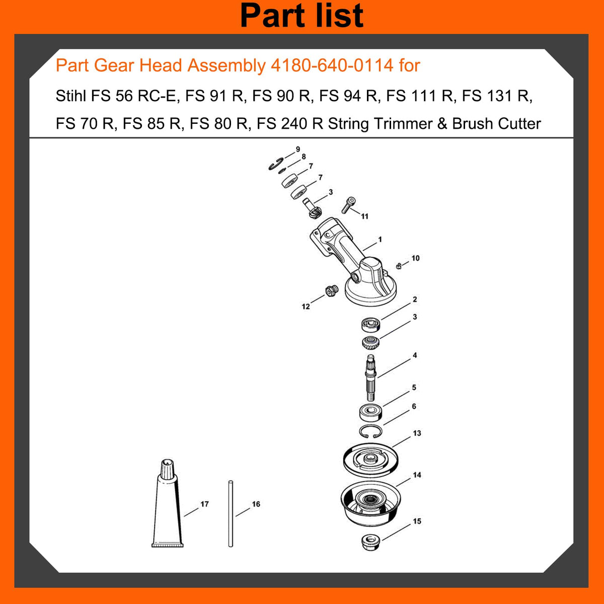4180 640 0114 Gear Housing for Stihl FS 90 R FS 91 R FS 56 RC-E