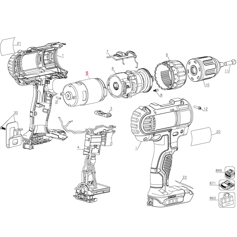 N279939 Drill Motor for DeWalt DCD771 DCD776 Cordless Drill