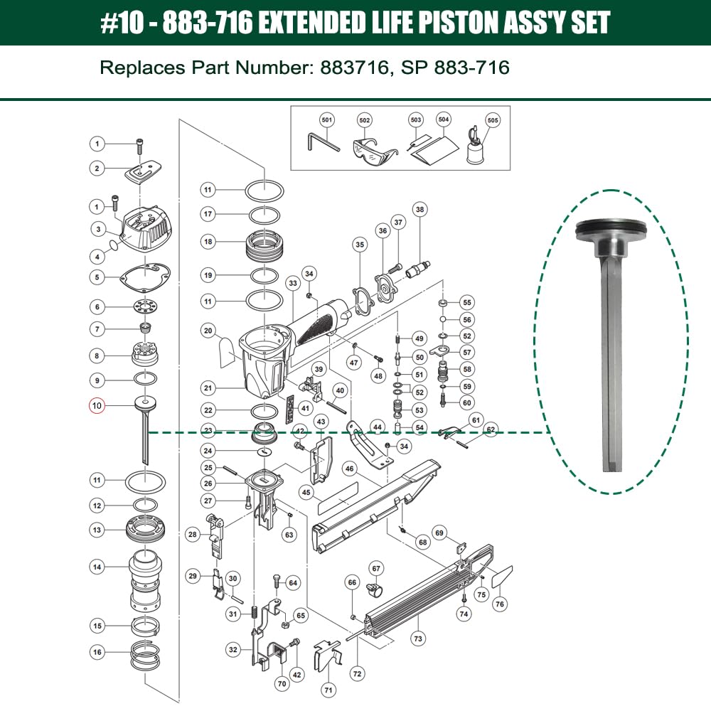 883-716 Piston Driver Assembly for Metabo HPT N5008AC2 Stapler