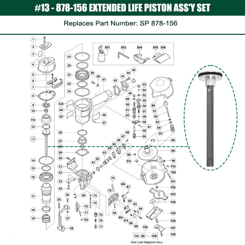 878-156 Piston Driver for Hitachi NV45AB2 Coil Roofing Nailer