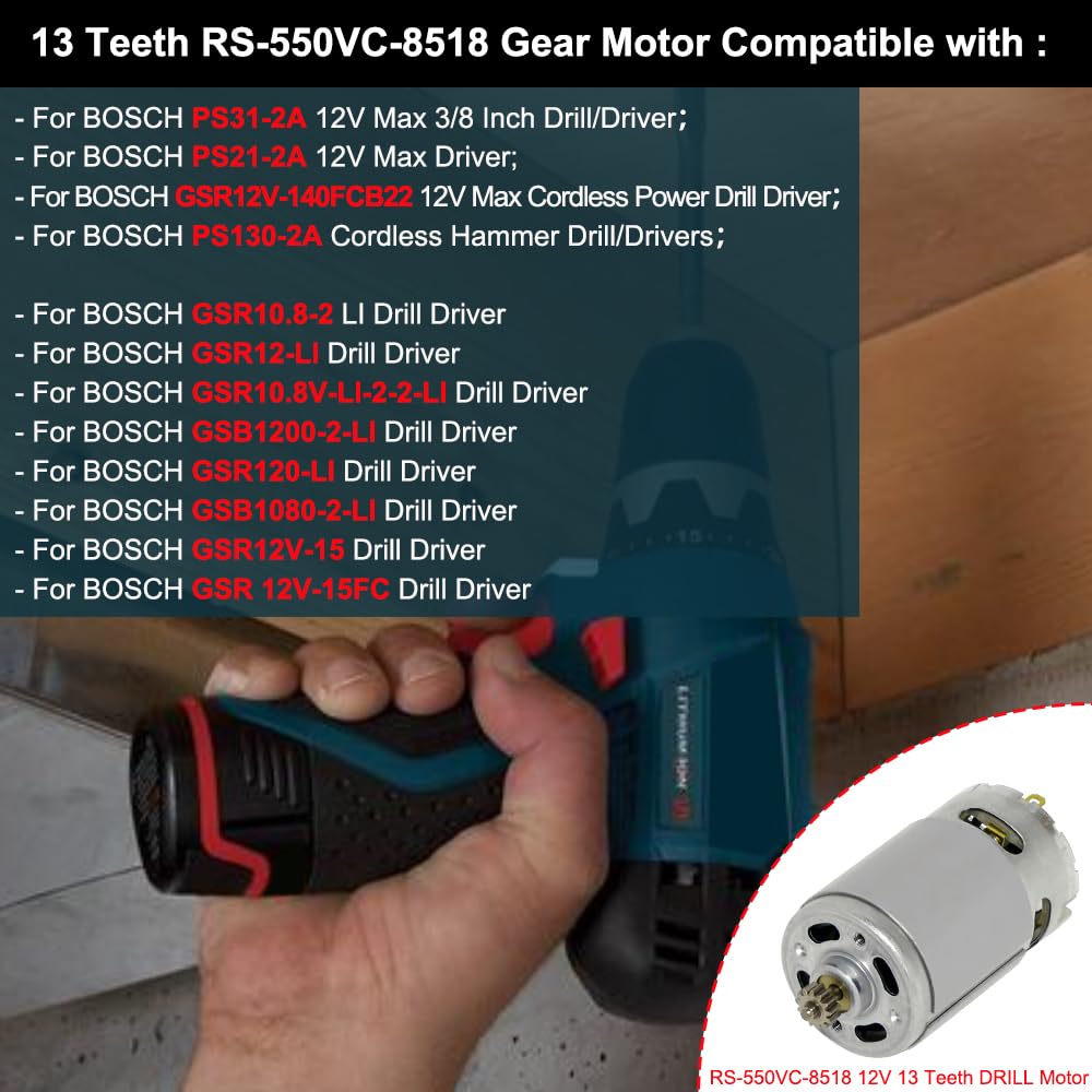 RS-550VC-8518 12V Drill Motor for Bosch PS31 PS21 Drill/Driver