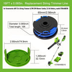 .065" Dual Line Spool & Cover for Greenworks STBA40B210 Trimmer