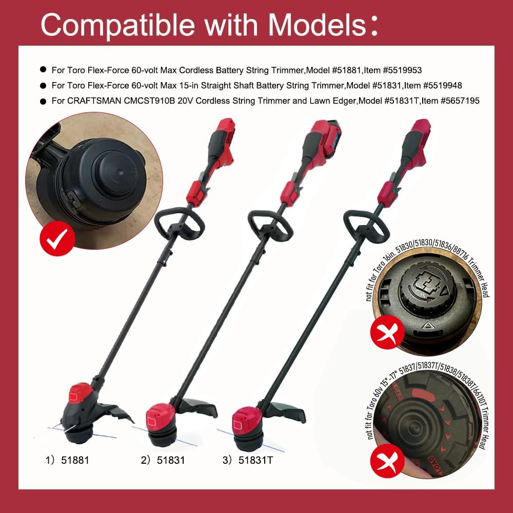 88616 Spooled Line .080" x 30ft for Toro 60V 51831 51881 Trimmer