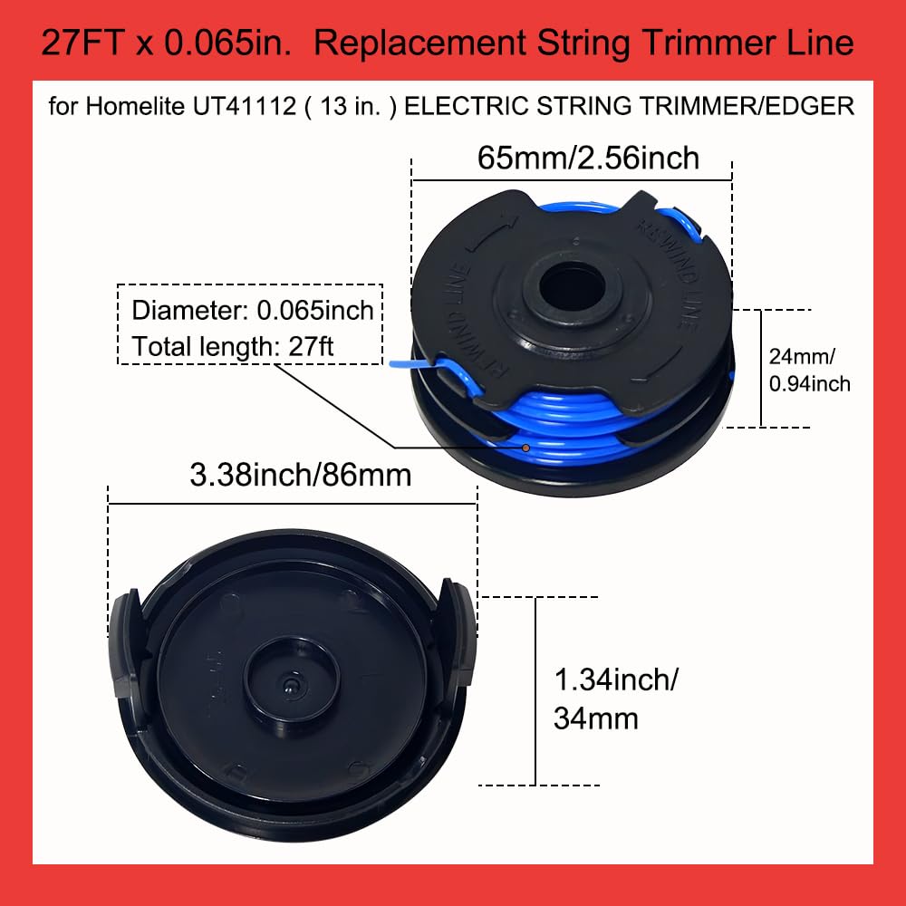 Bobina de hilo doble AC41RL3 para recortadora Homelite UT41112 UT41120
