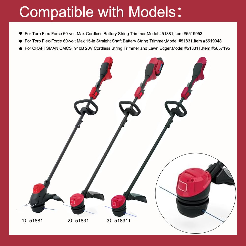 88616 Spooled Line .080" x 30ft for Toro 60V 51831 51881 Trimmer