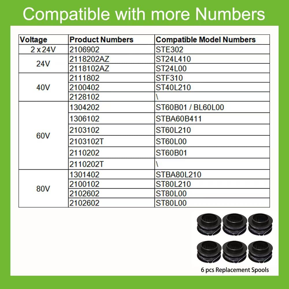 SB00L00 .080" Spool for Greenworks 80V ST80L00 ST80L210, 6-Pack