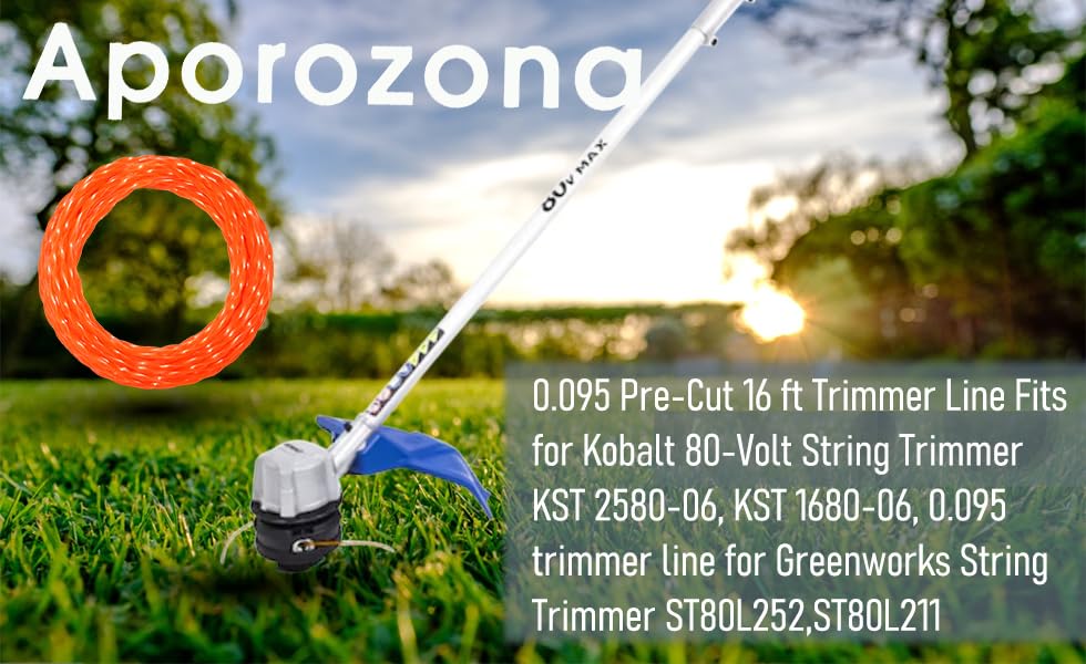 .080" Pre-Cut Trimmer Line for Kobalt KST 224B-03 KST 2580-06, 12-Pack