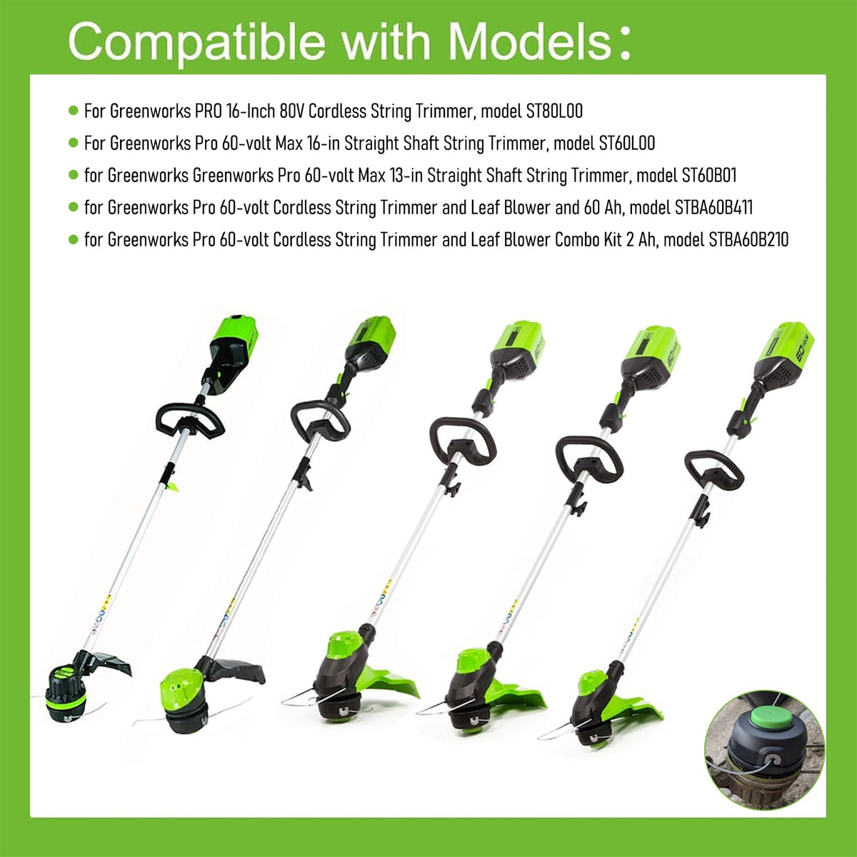 Spool Line for Greenworks STF310 ST40L210 String Trimmer