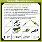 Espada y cadena de podadora 10 pulg. para Sun Joe SWJ803E SWJ807E, Worx WG309