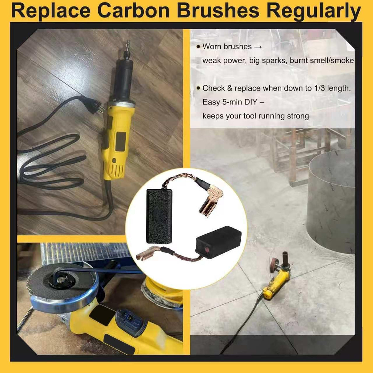 N097696 Carbon Brushes for DeWalt DWE4011 DWE4120 Grinder, 10-Pack