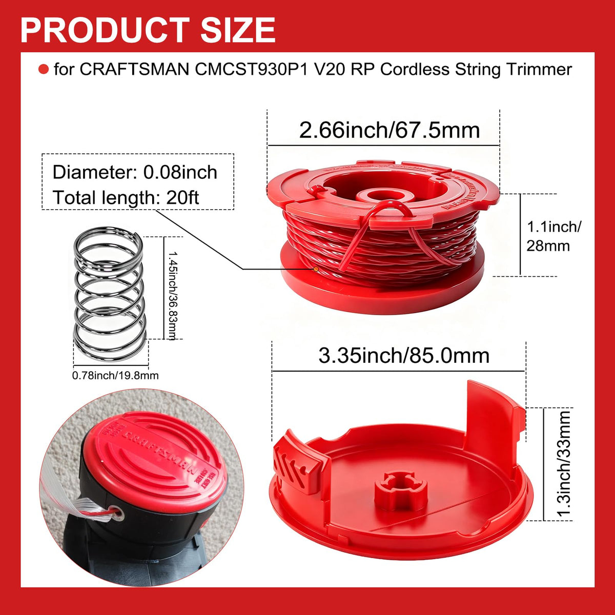 CMZST080 Spool & Cap for Craftsman CMCST910 CMCST930 Trimmer