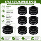 Bobina SB00L00 0,080 pulg. para Greenworks 80V ST80L00 ST80L210, paquete de 6