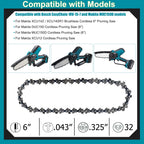 Cadena T-05907 6 pulg. para sierra de poda Makita XCU14 (.325 LP .043 32DL)