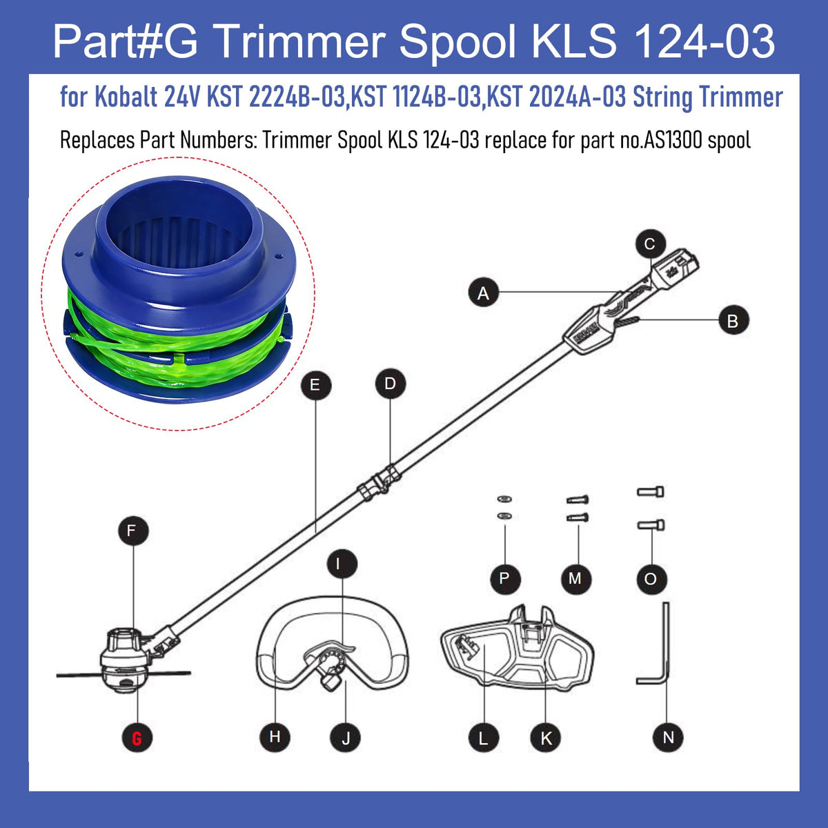 KLS 124-03 Spool for Kobalt 24V KST 2224B-03 String Trimmer
