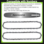 Espada de 16 pulg. y 3 cadenas para Greenworks CS80L417, Ryobi RY3716