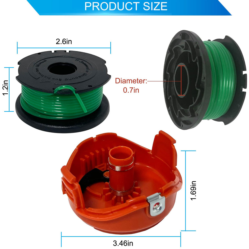 Bobina SF-080 para Black+Decker GH3000 LST540, paquete de 6 + tapa