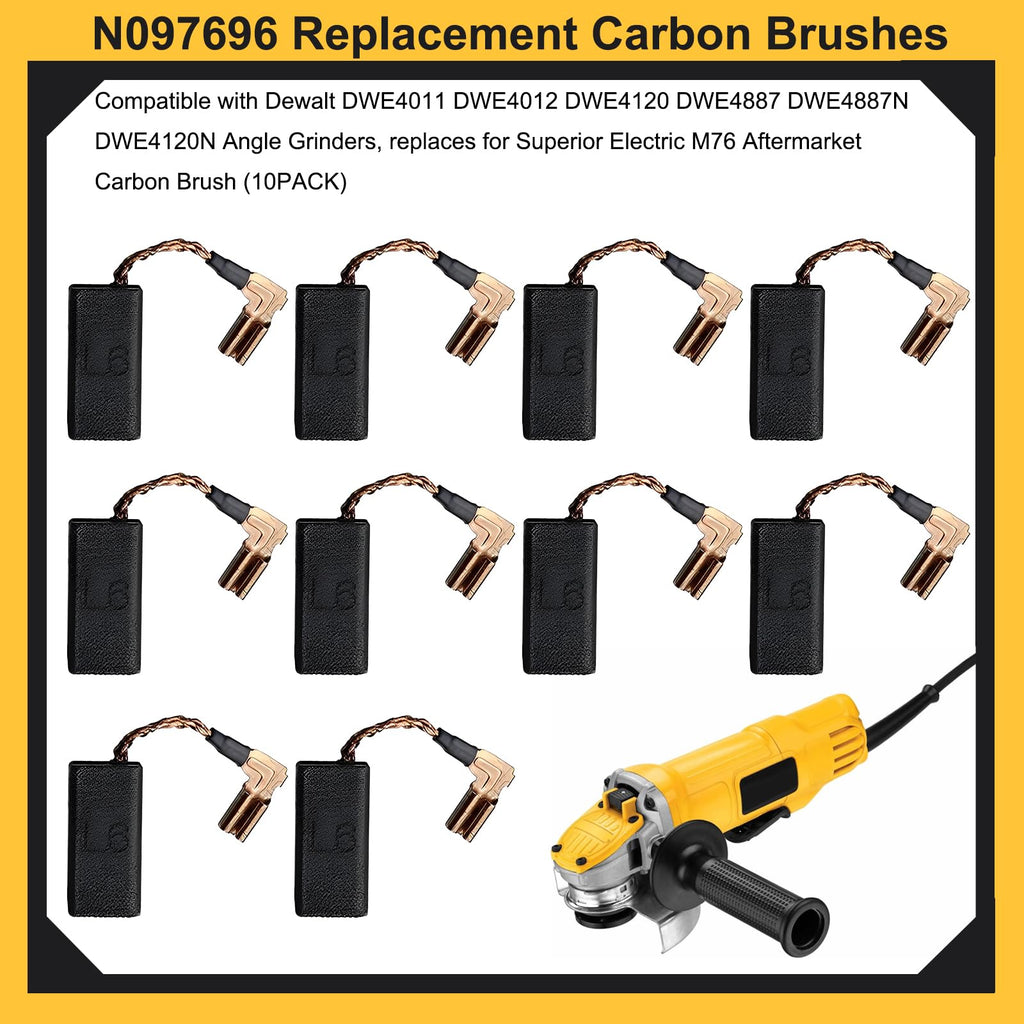 N097696 Carbon Brushes for DeWalt DWE4011 DWE4120 Grinder, 10-Pack