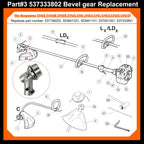 Caja de engranajes 530096295 para recortadora Husqvarna 128LD 125LDX 129R