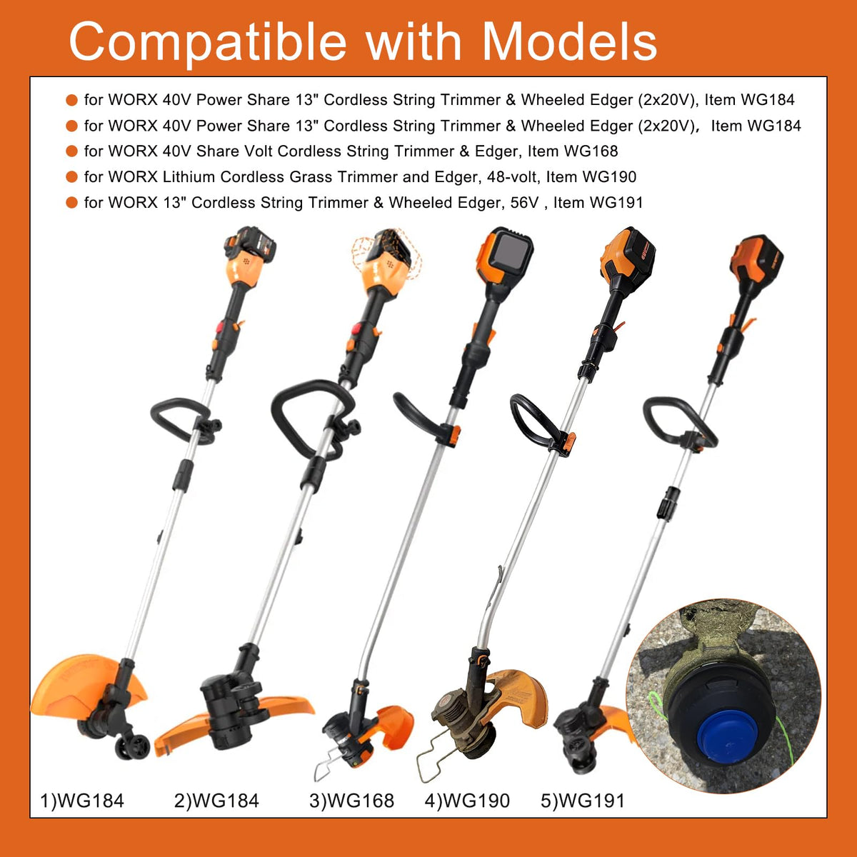 WA0014 Spool for Worx WG184 WG168 WG190 String Trimmer