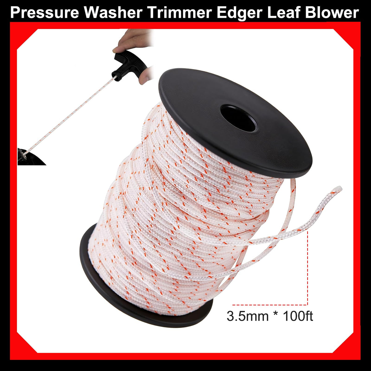 3.5mm x 100ft Recoil Starter Rope for Chainsaw, Mower & Blower