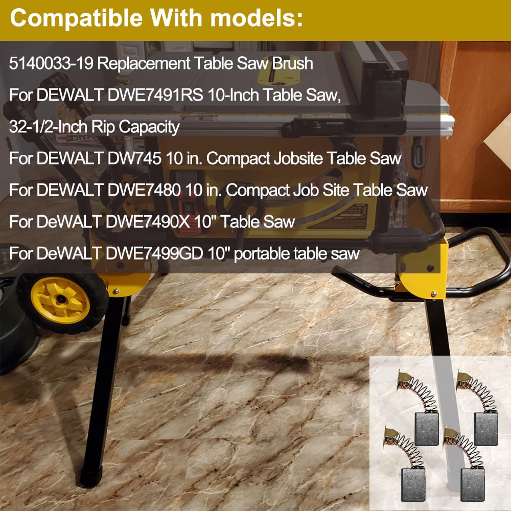 Escobillas de carbón 5140033-19 para sierra de mesa DeWalt DW745 DWE7491