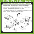 Espada y cadena 16 pulg. para EGO CS1600 CS1604, Milwaukee 2727-20