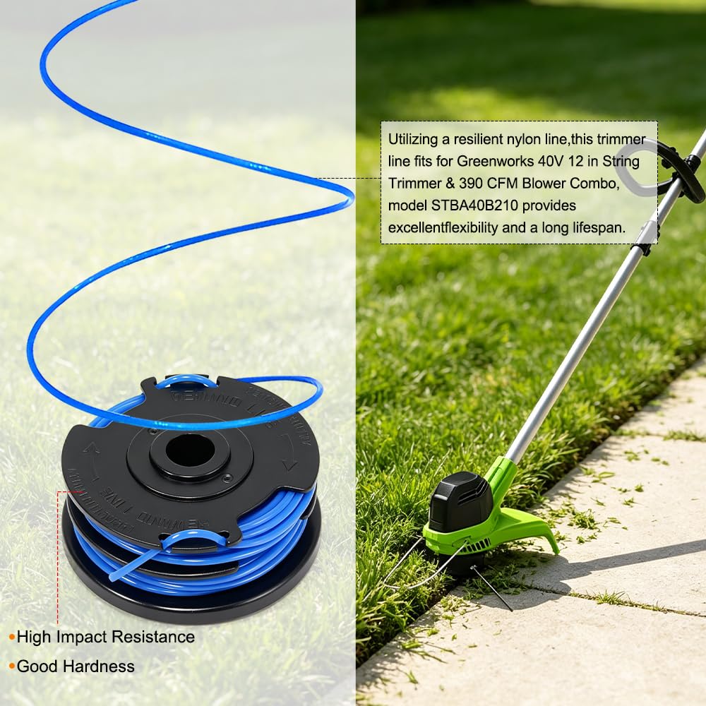 .065" Dual Line Spool & Cover for Greenworks STBA40B210 Trimmer