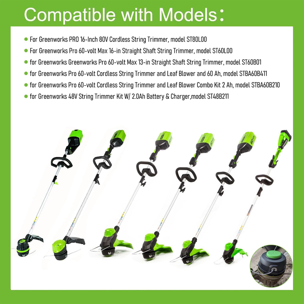.080" Spools for Greenworks Pro 60V ST60V ST60L210 Trimmer, 6-Pack