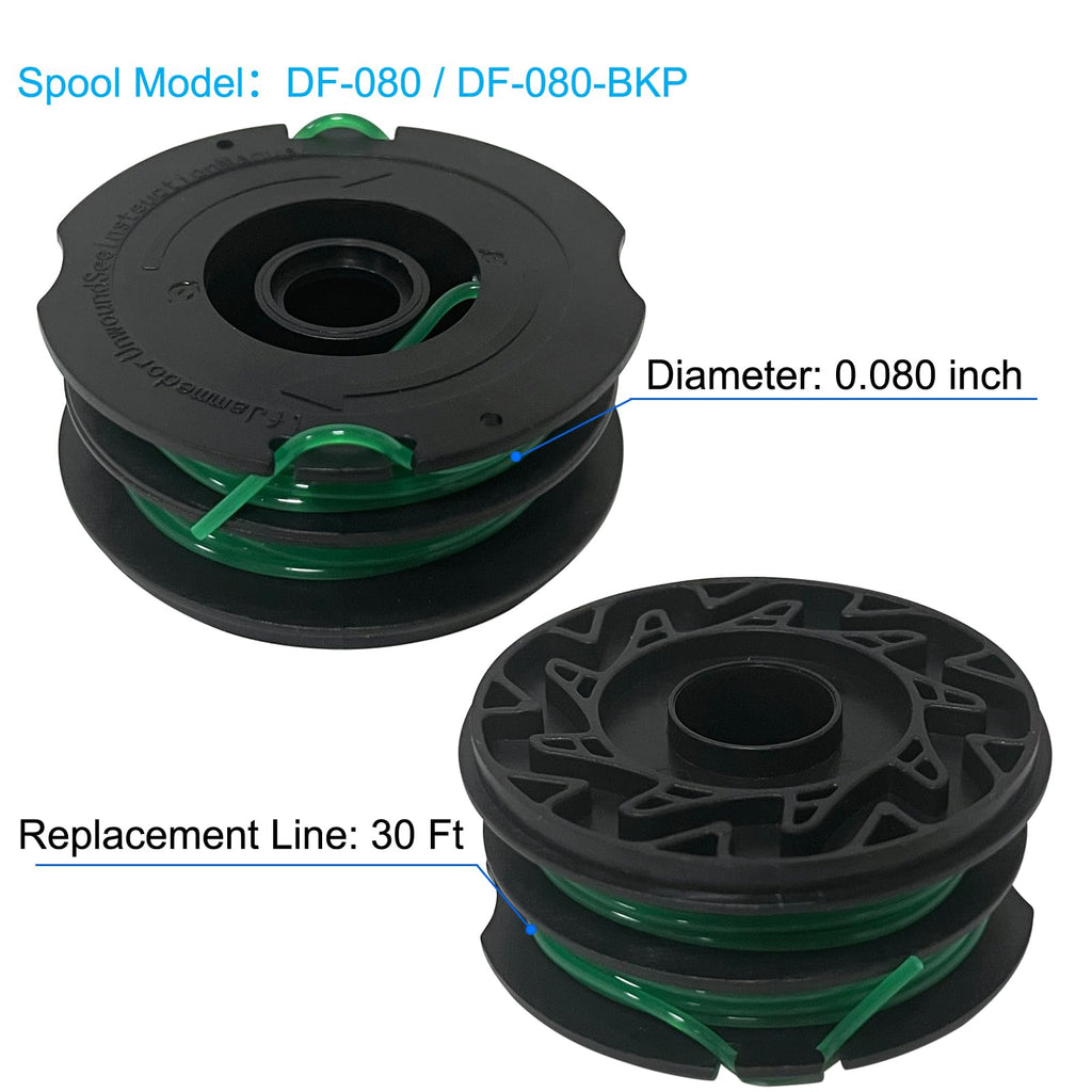 Bobina DF-080 para Black+Decker GH1000 GH2000, paquete de 4 + tapa